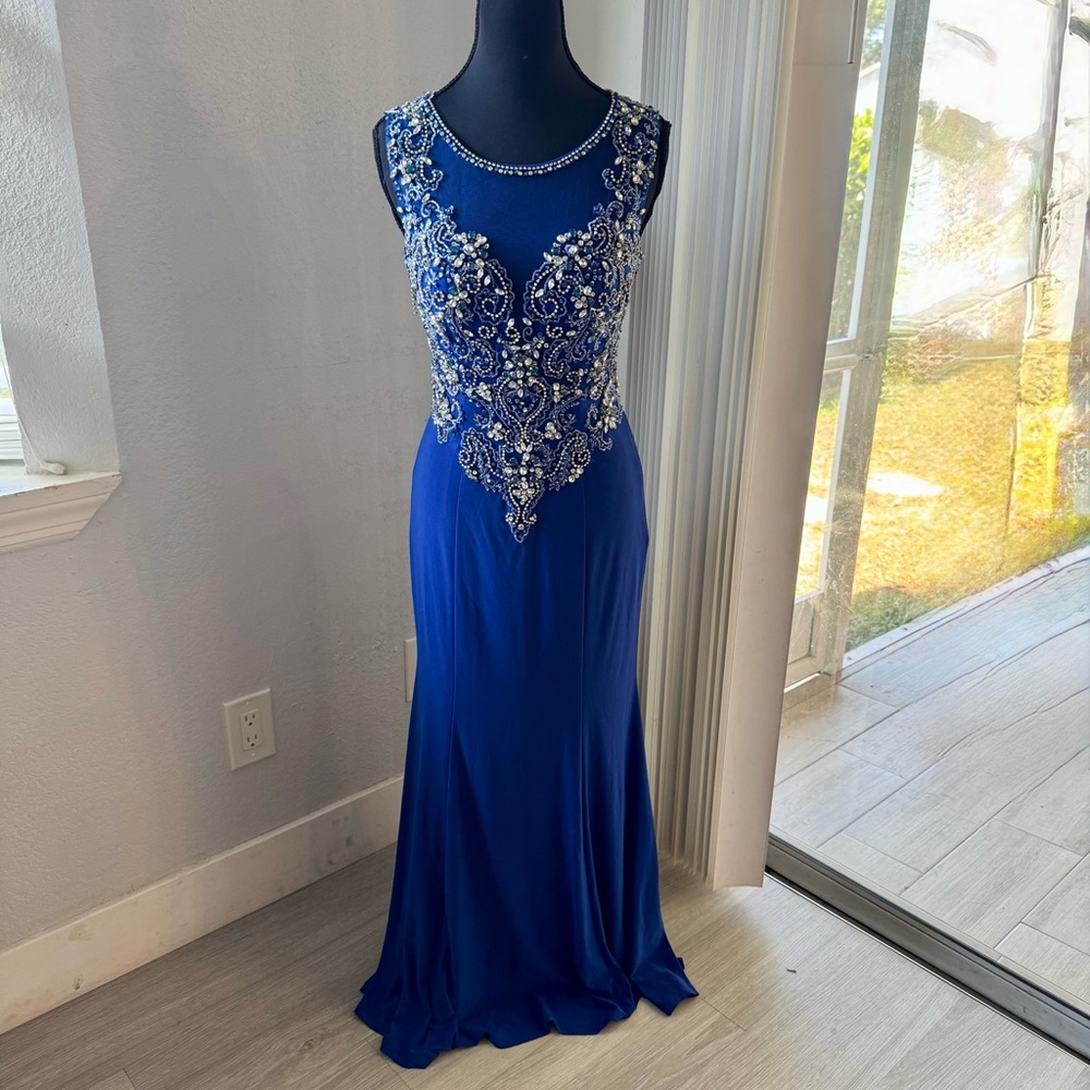 Elegant Blue Embellished Dress